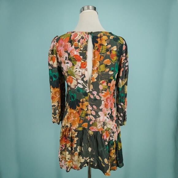 Meadow Rue Anthropologie Size 6 Minutiae Floral Keyhole Long Sleeve Tunic Dress - Picture 3 of 8